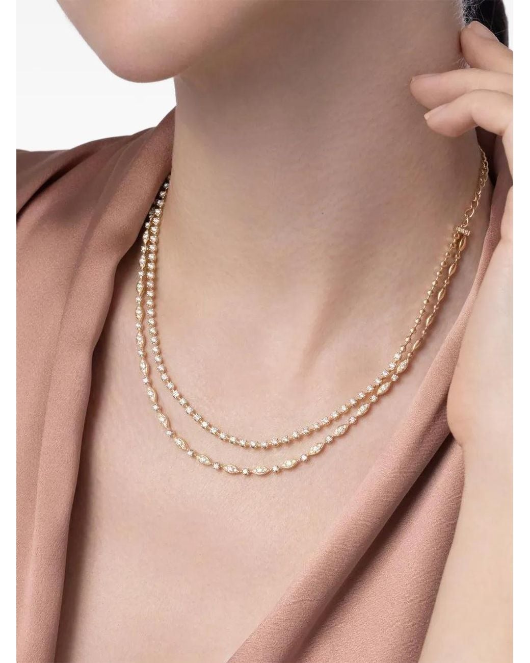 Kwiat White Starry Night Double-Line Diamond Necklace