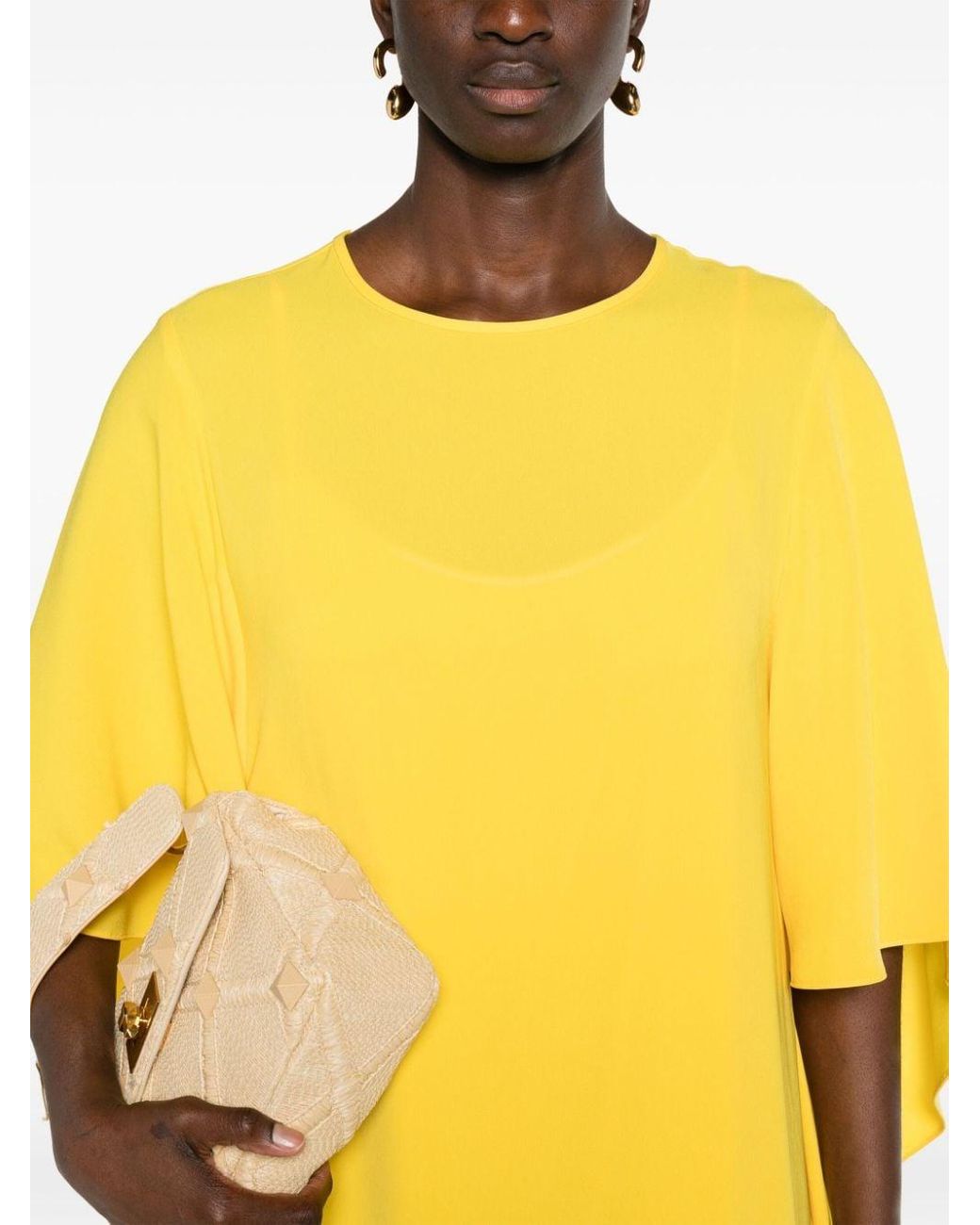 Max Mara Batwing Sleeves Midi Dress in Yellow Lyst