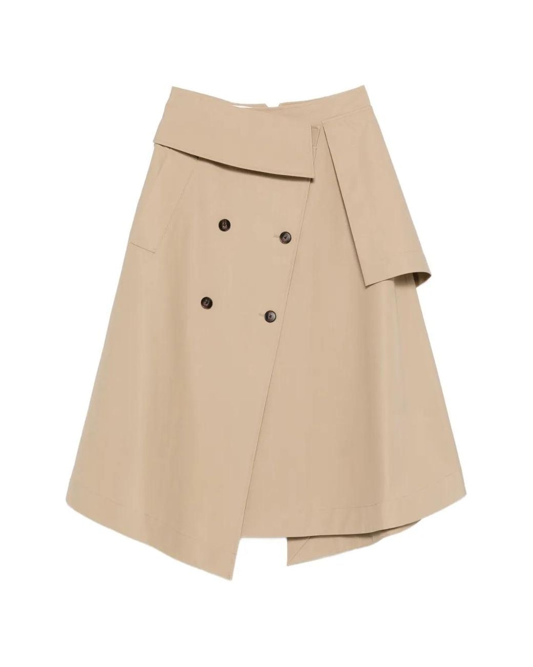 Rohe Natural Asymmetric Double-Layer Midi Skirt