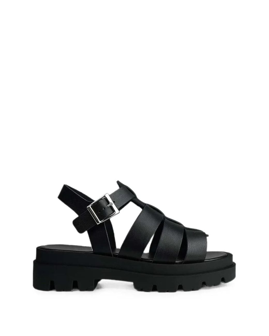 Altercore Black Elio Buckle-Fastening Caged Sandals
