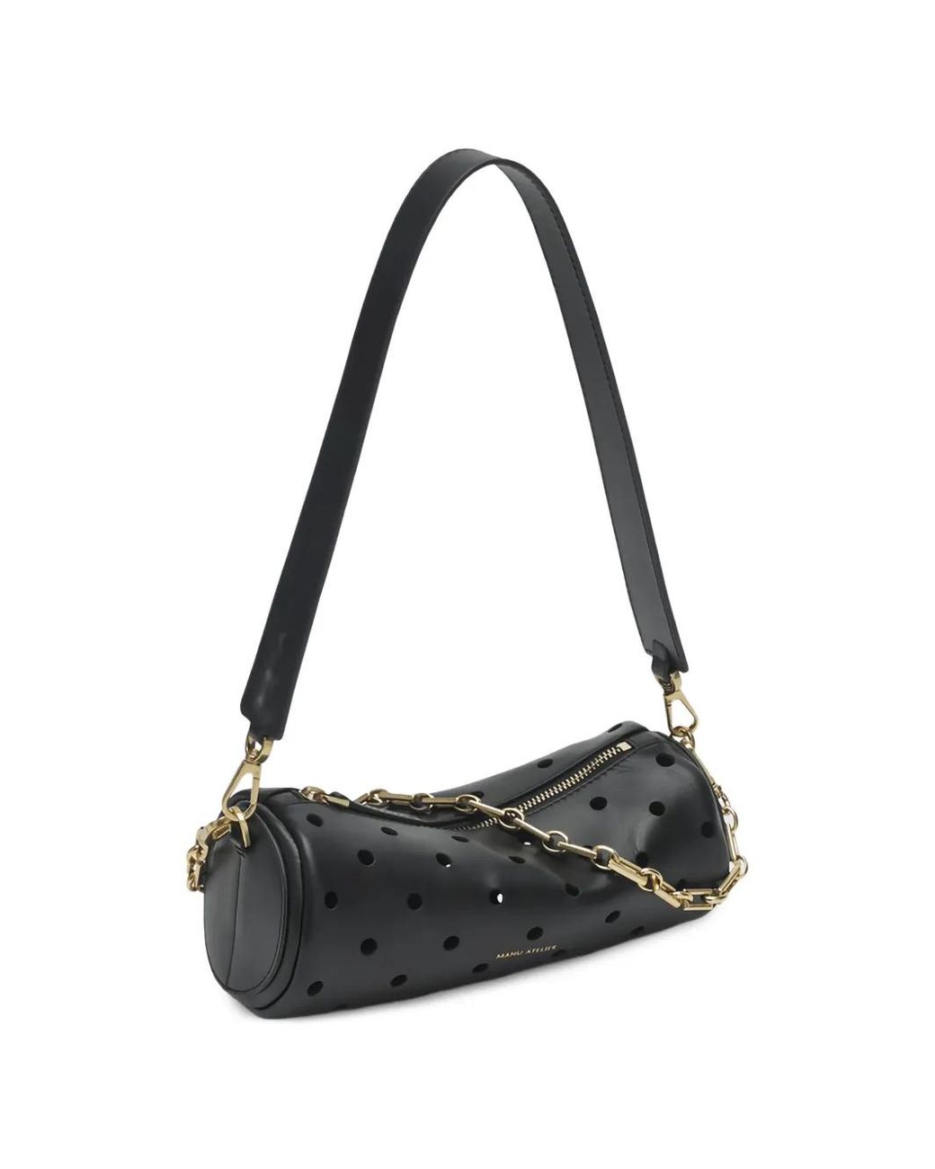 MANU Atelier Black Mini Cylinder Perforated Shoulder Bag