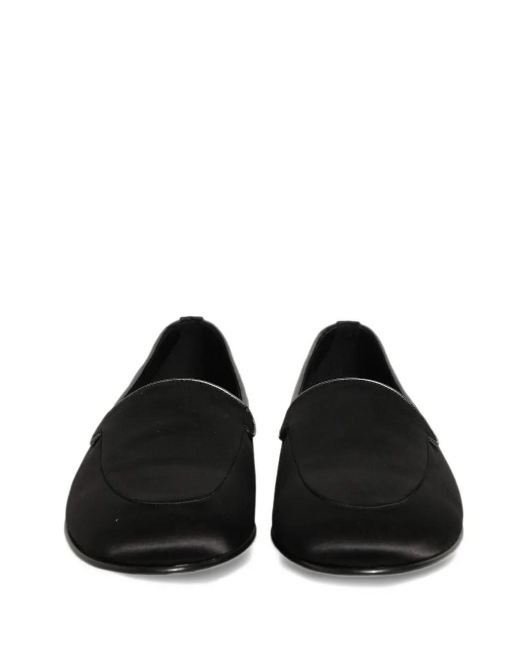 Dolce & Gabbana Black Satin Logo-Plaque Loafers for men