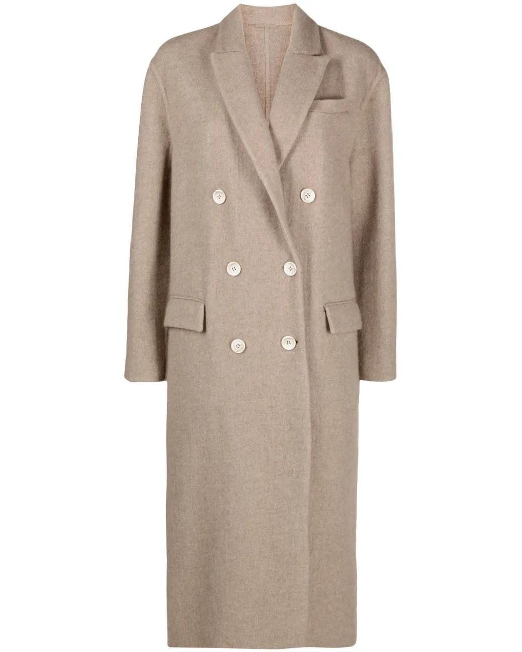 Brunello Cucinelli Natural Double-Breasted Cashmere Coat