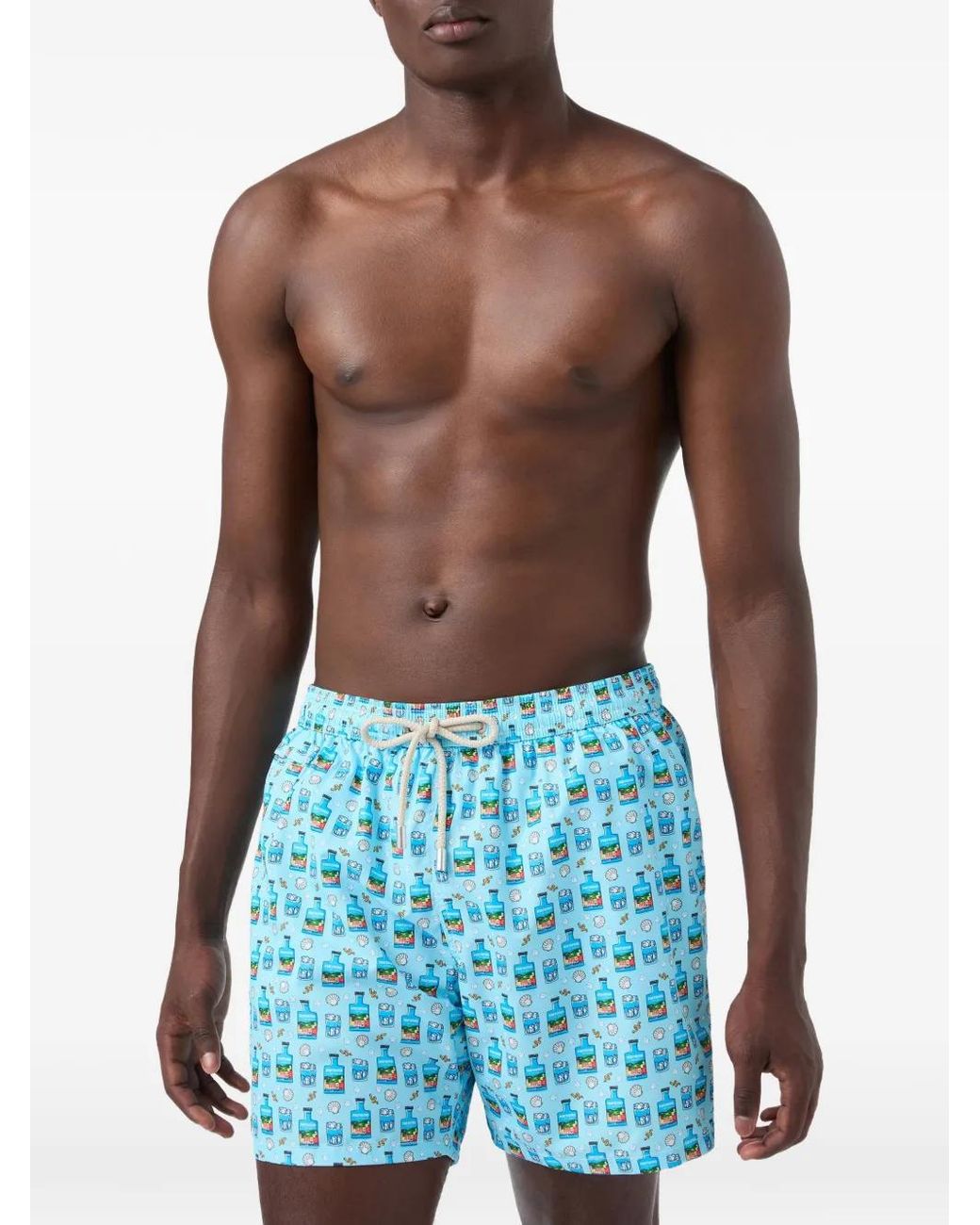 Mc2 Saint Barth Blue Lighting Micro Swim Shorts With Portofino Gin Print for men
