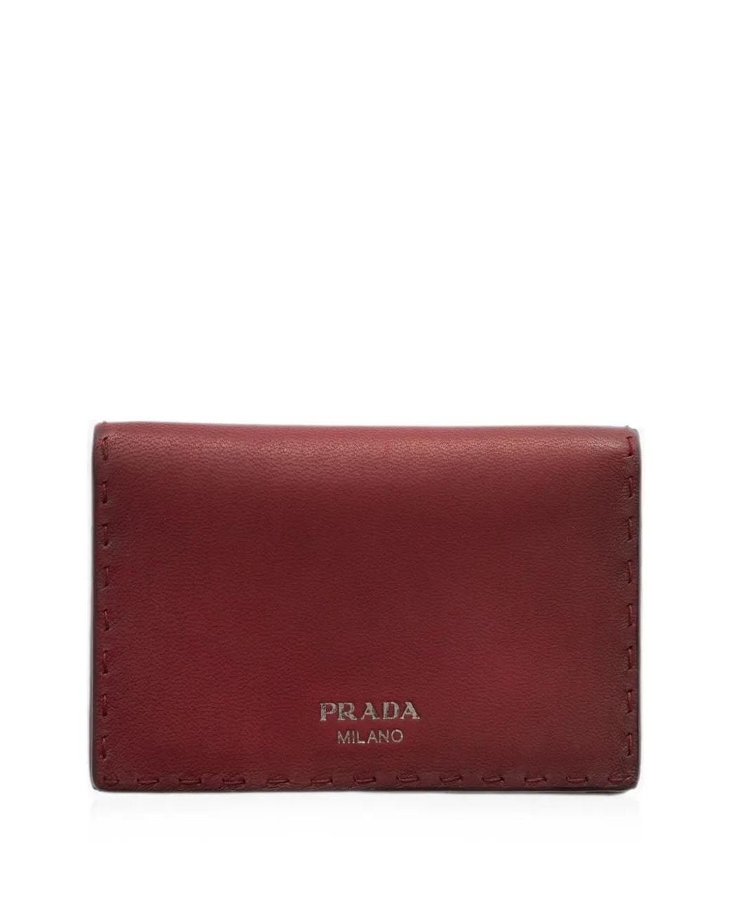 Prada Purple Antiqued Leather Card Holder for men