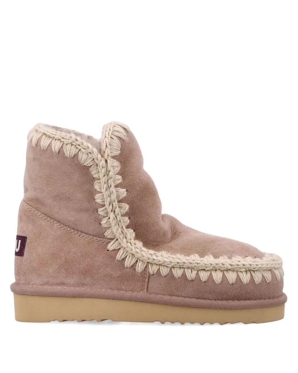 Mou Brown Crochet-Trim Slip-On
