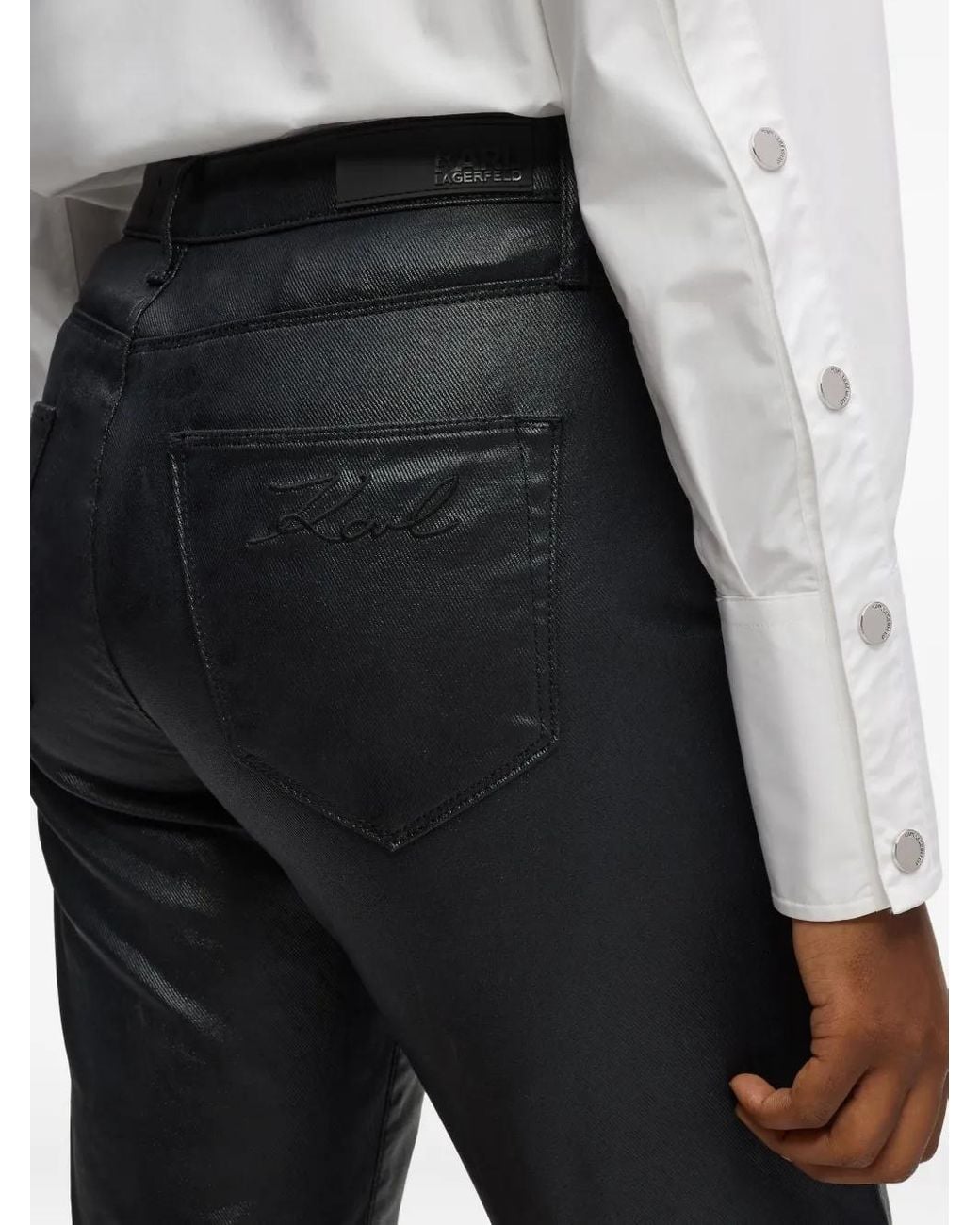 Karl Lagerfeld Black Mid-Rise Button-Fastening Straight Jeans