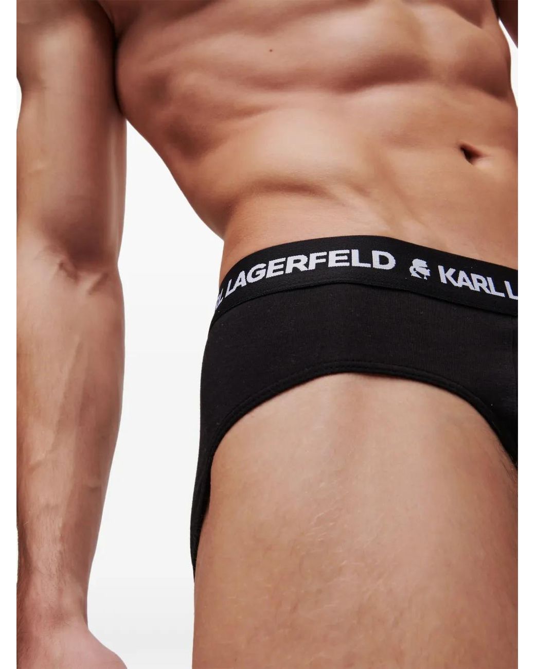 Karl Lagerfeld Black Logo-Waistband Briefs (Pack Of Three) for men