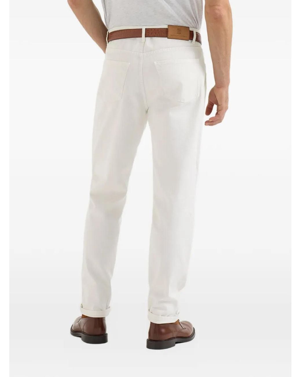 Jean À Patch Logo Brunello Cucinelli pour homme en coloris White