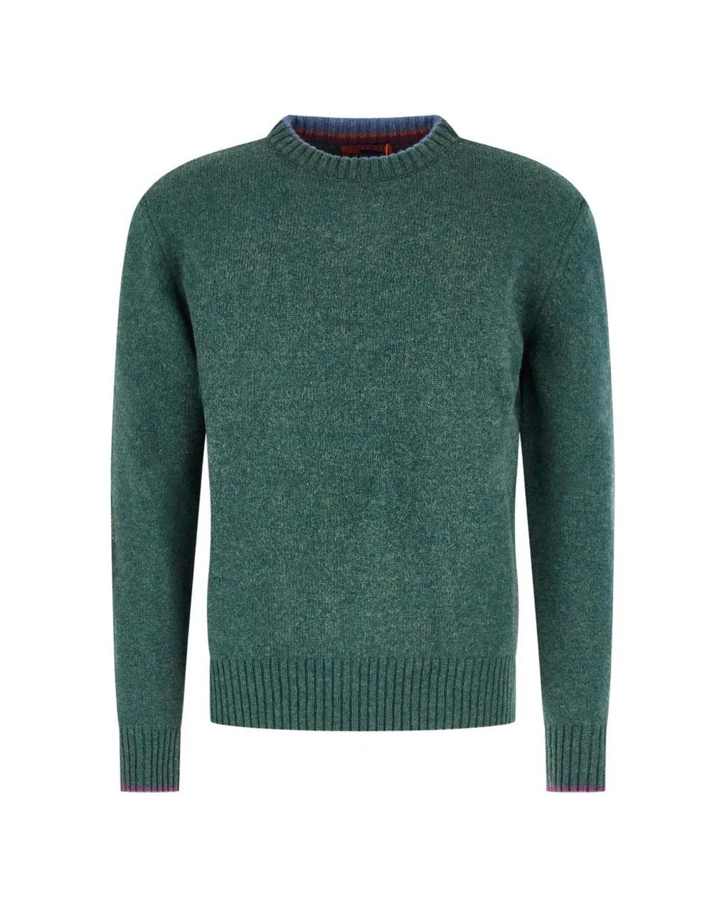 Gallo Green Striped-Elbow-Patch Sweater for men
