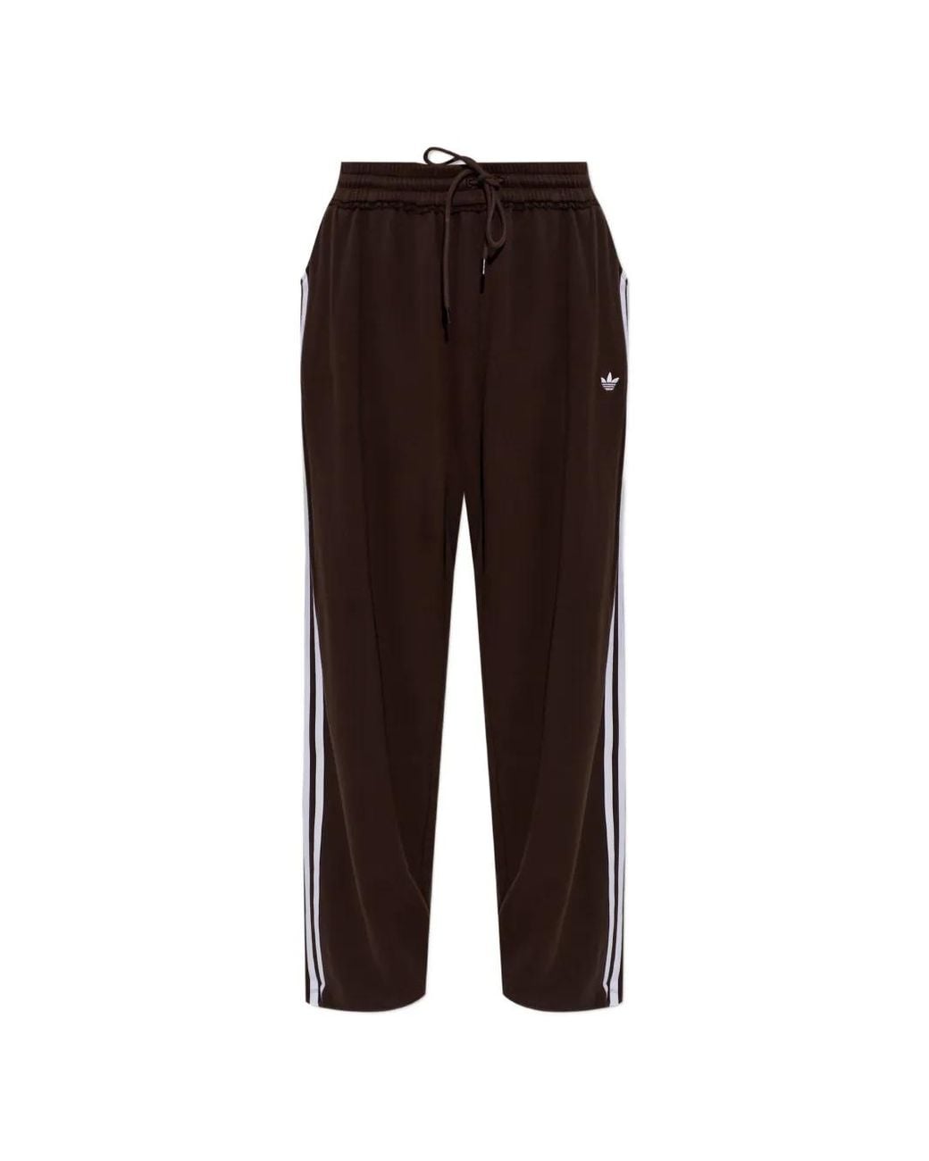 Adidas Brown Logo-Embroidered Side-Stripe Track Pants