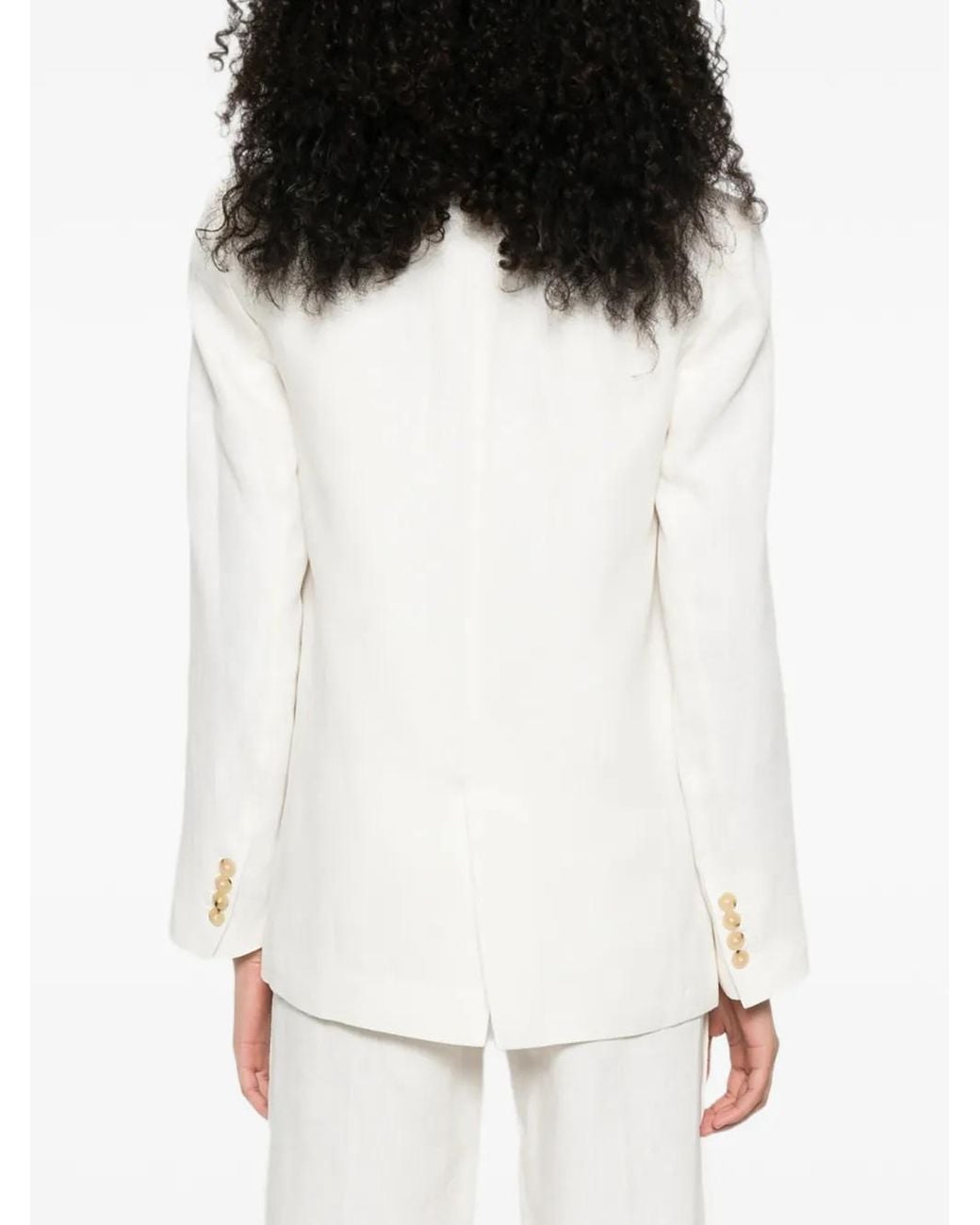Forte_forte White Notched-Lapel Single-Button Jacket