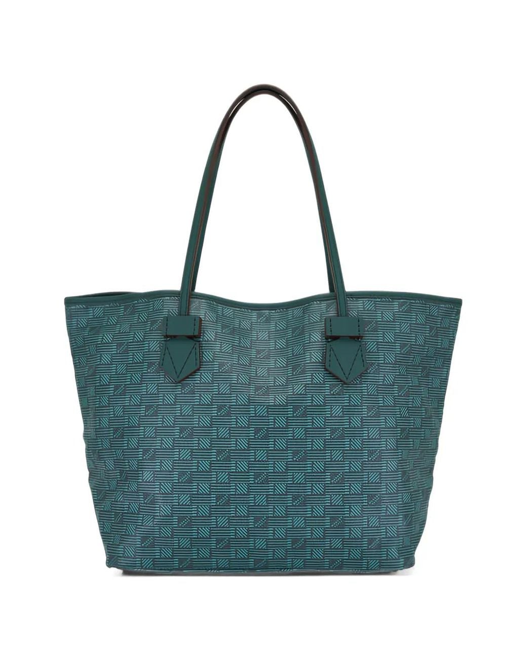 Moreau Blue Medium St. Tropez Geometric-Print Leather Tote Bag