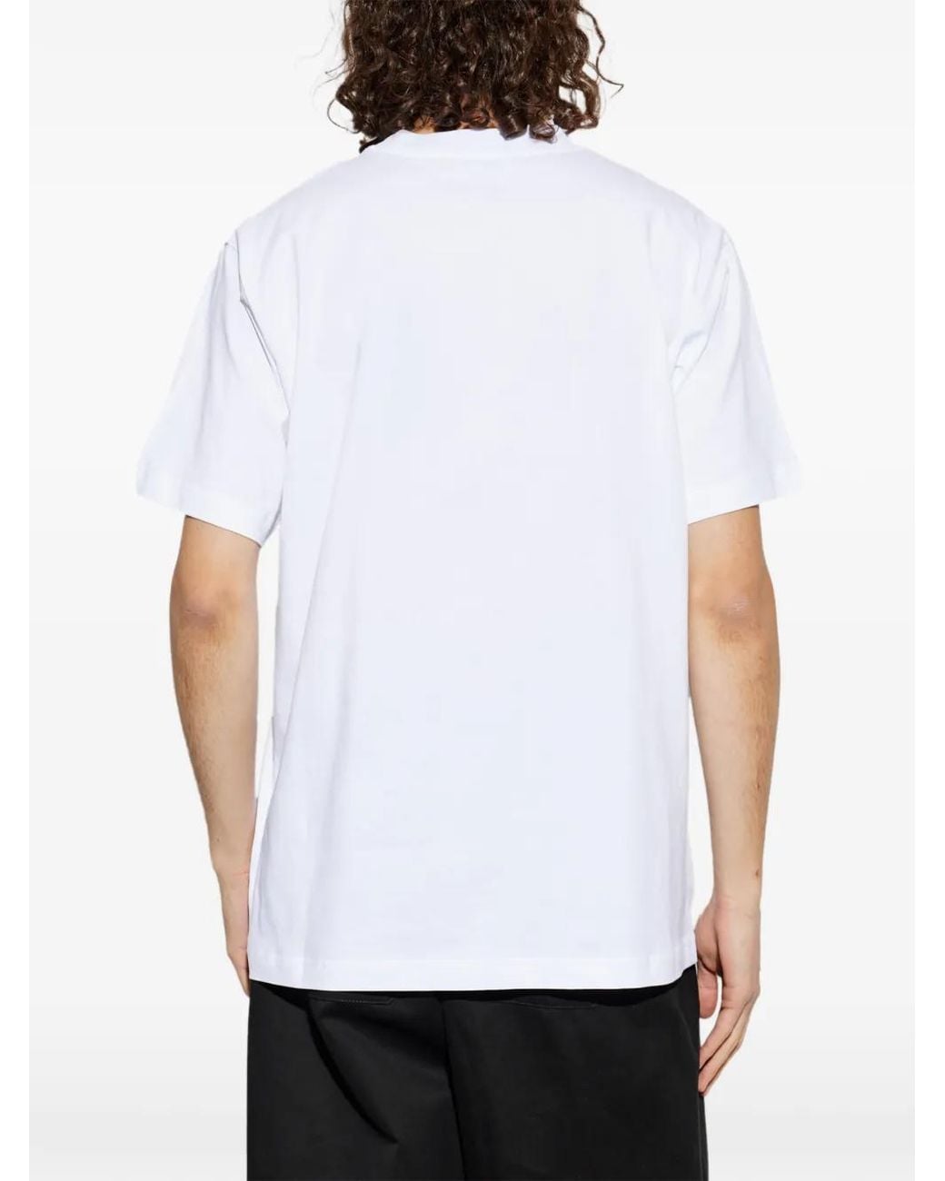Moschino White Organic Jersey T-Shirt Decorated for men