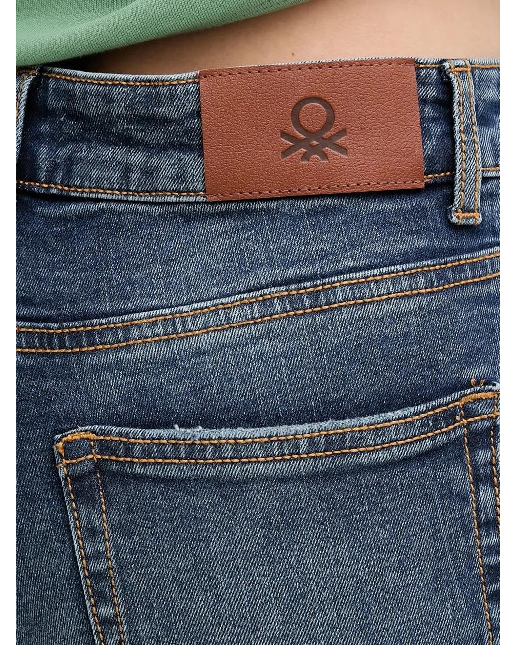 Benetton Blue Faded Flared-Leg Jeans