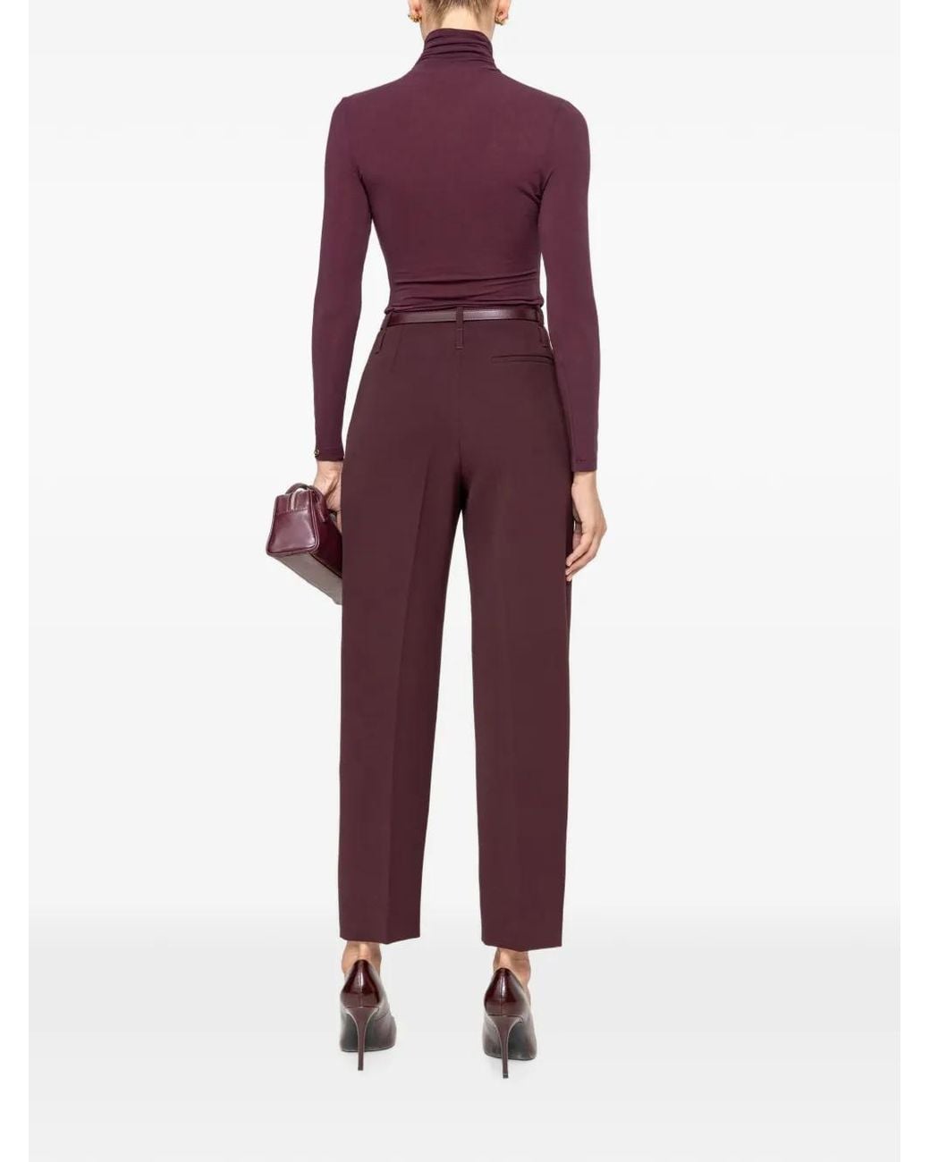 Nissa Purple Lyocell Wool-Blend Turtleneck Top