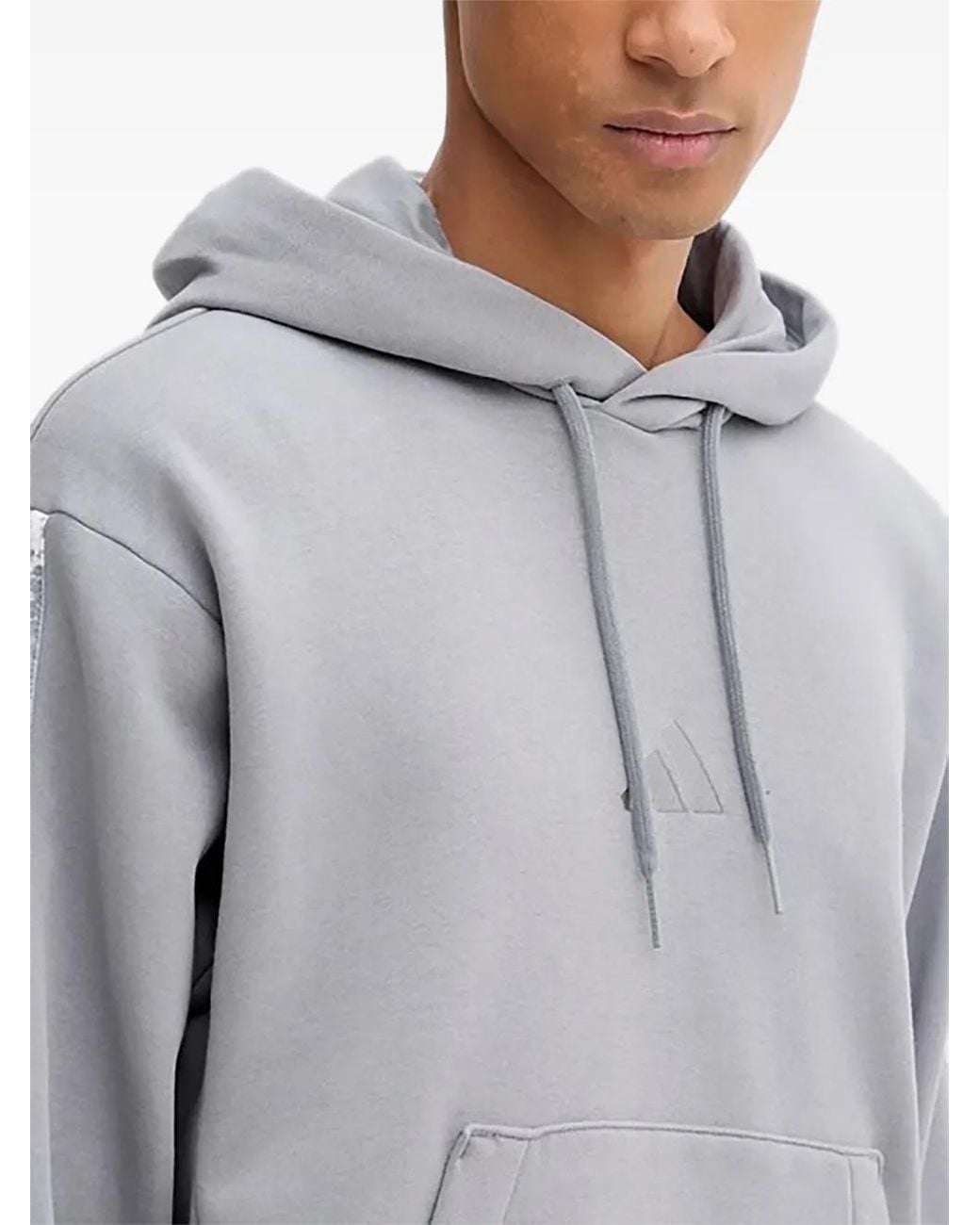 Adidas Gray Logo Stripe Hoodie for men