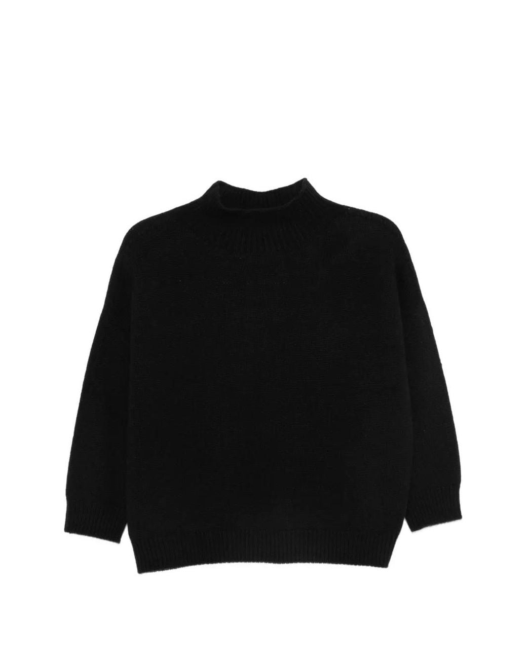Vanisé Black Mock-Neck Knitted Sweater
