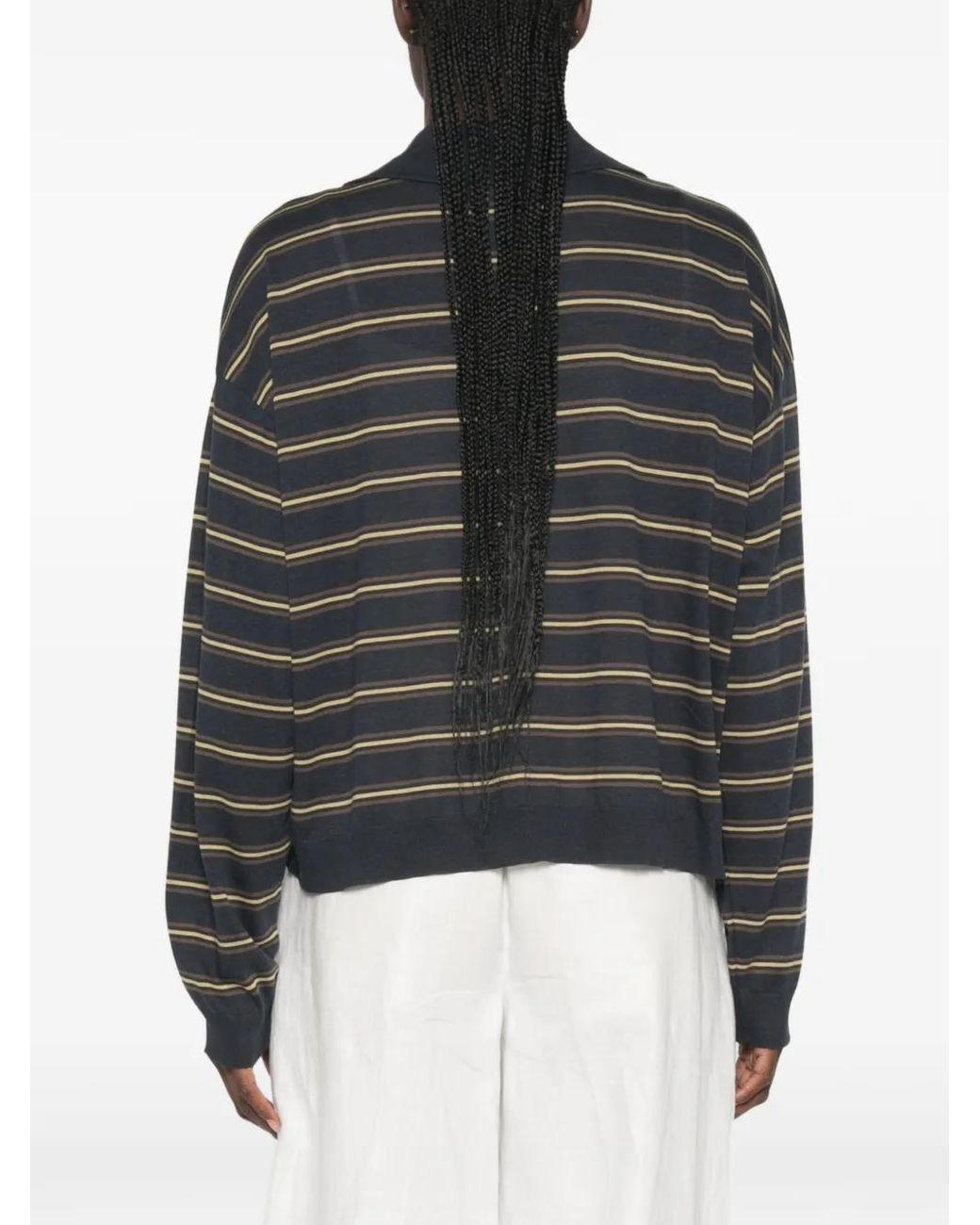 Drykorn Black Striped V-Neck Top