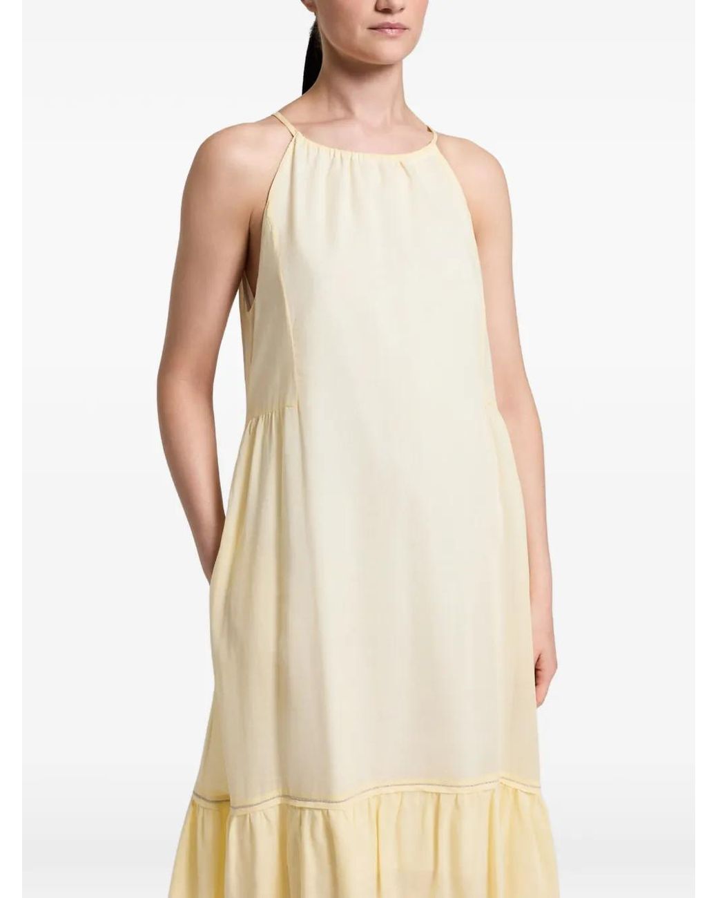 Peserico Metallic Ruffled Midi Dress