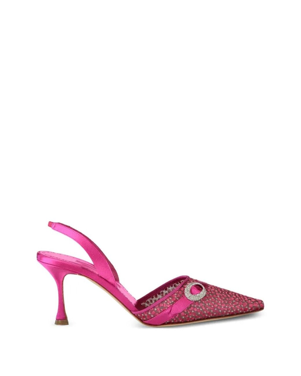 Manolo Blahnik Pink Zutosli Mesh Slingback Pumps