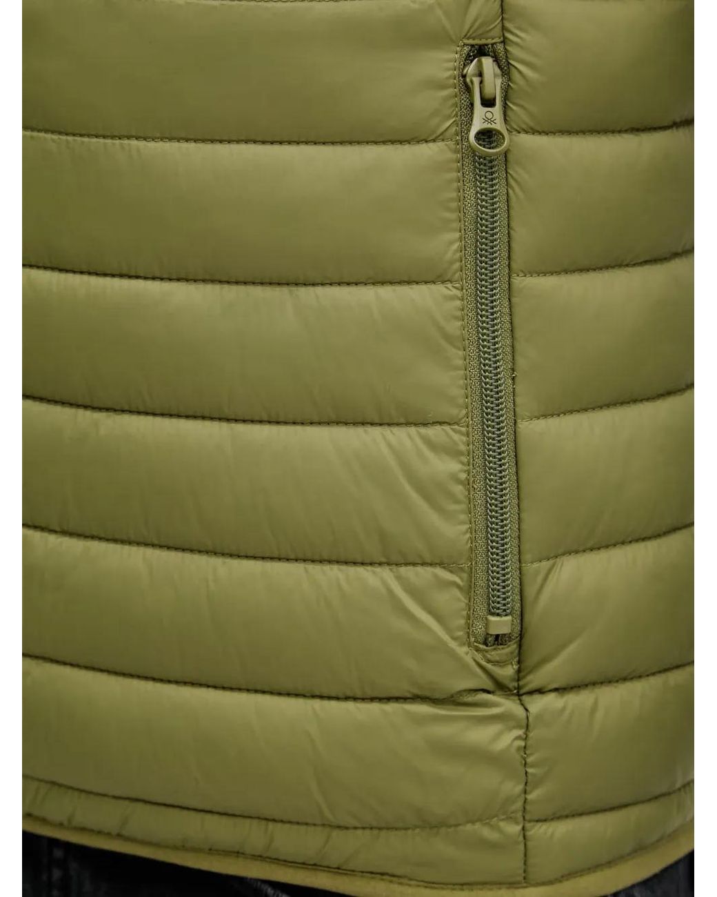 Benetton Green Quilted High-Neck Gilet for men