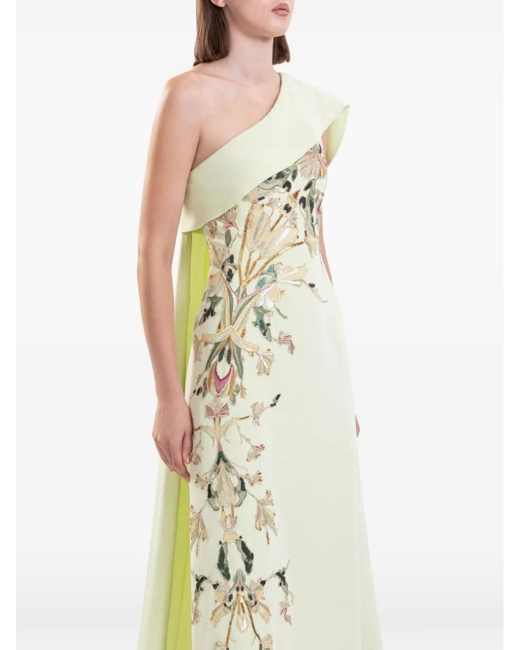 Saiid Kobeisy White One-Shoulder Embroidered Maxi Dress