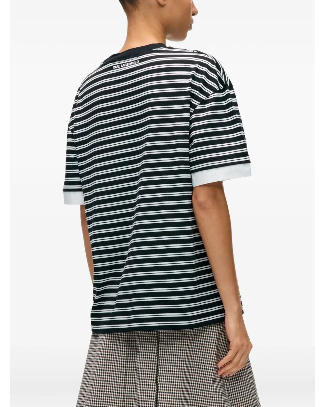 Karl Lagerfeld Black Ikon Striped T-Shirt
