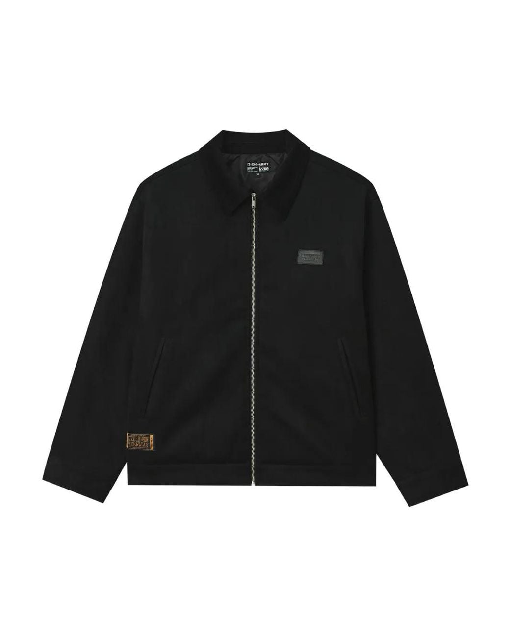 Izzue Black Logo-Patch Zip-Up Jacket for men
