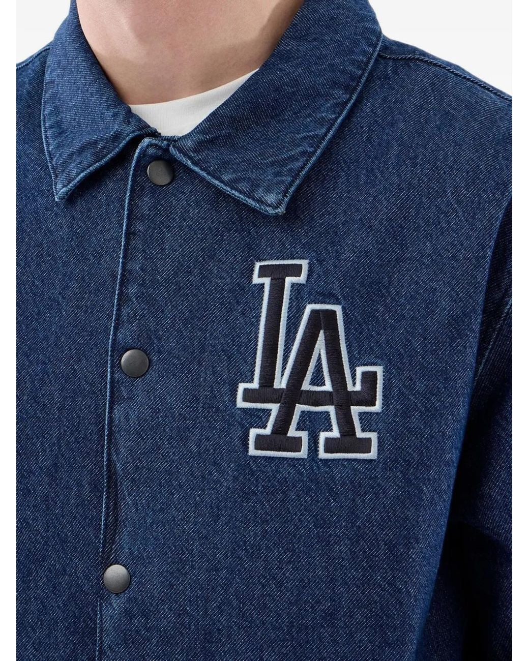 KTZ Blue La Dodgers Mlb Logo-Patch Denim Jacket for men