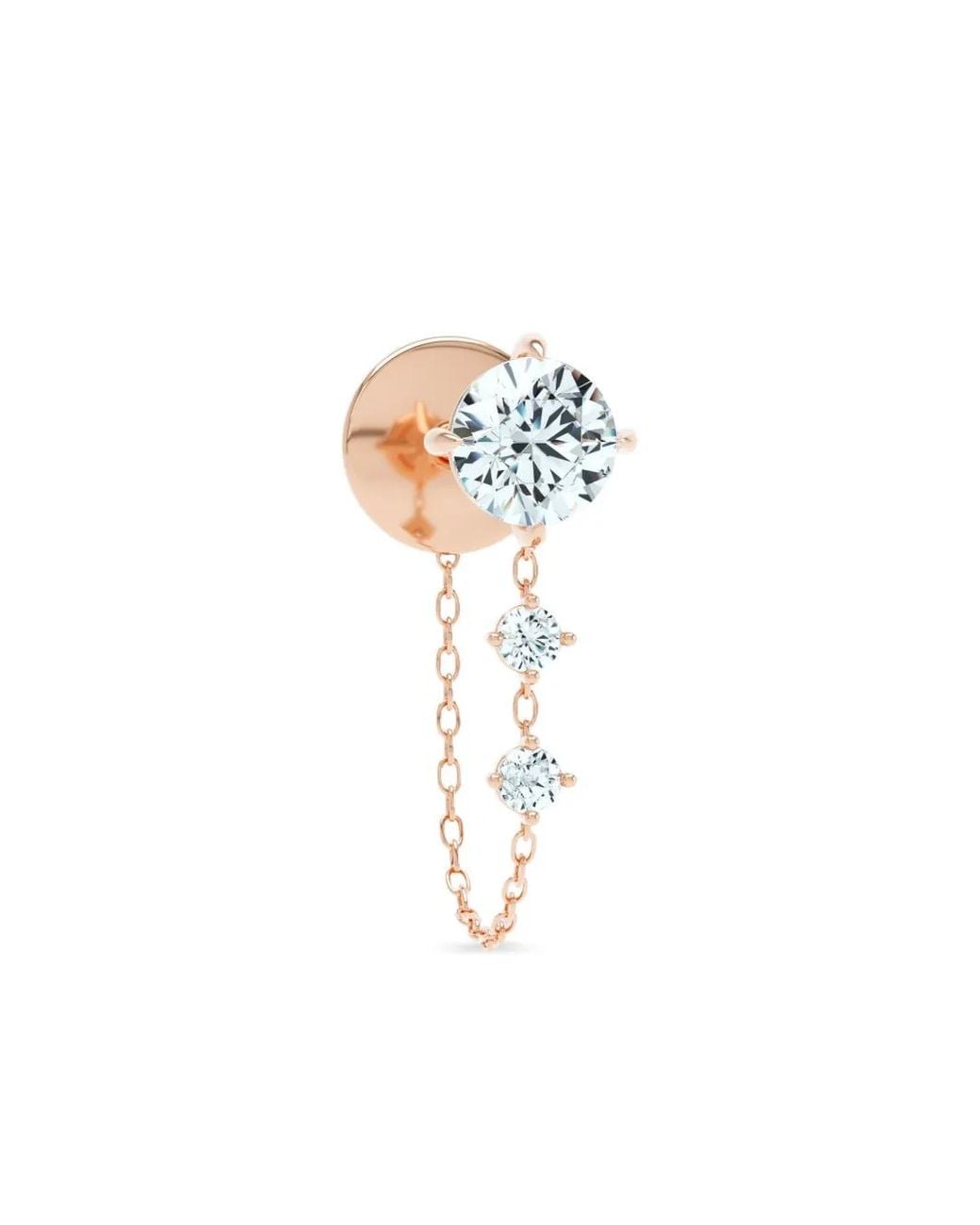 LOEV White Diamond Chain-Link Stud Earring