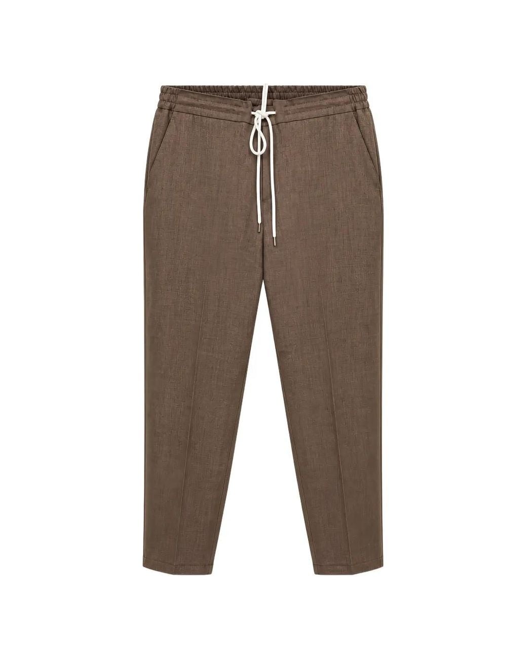 Tombolini Brown Drawstring-Waist Tapered Trousers for men