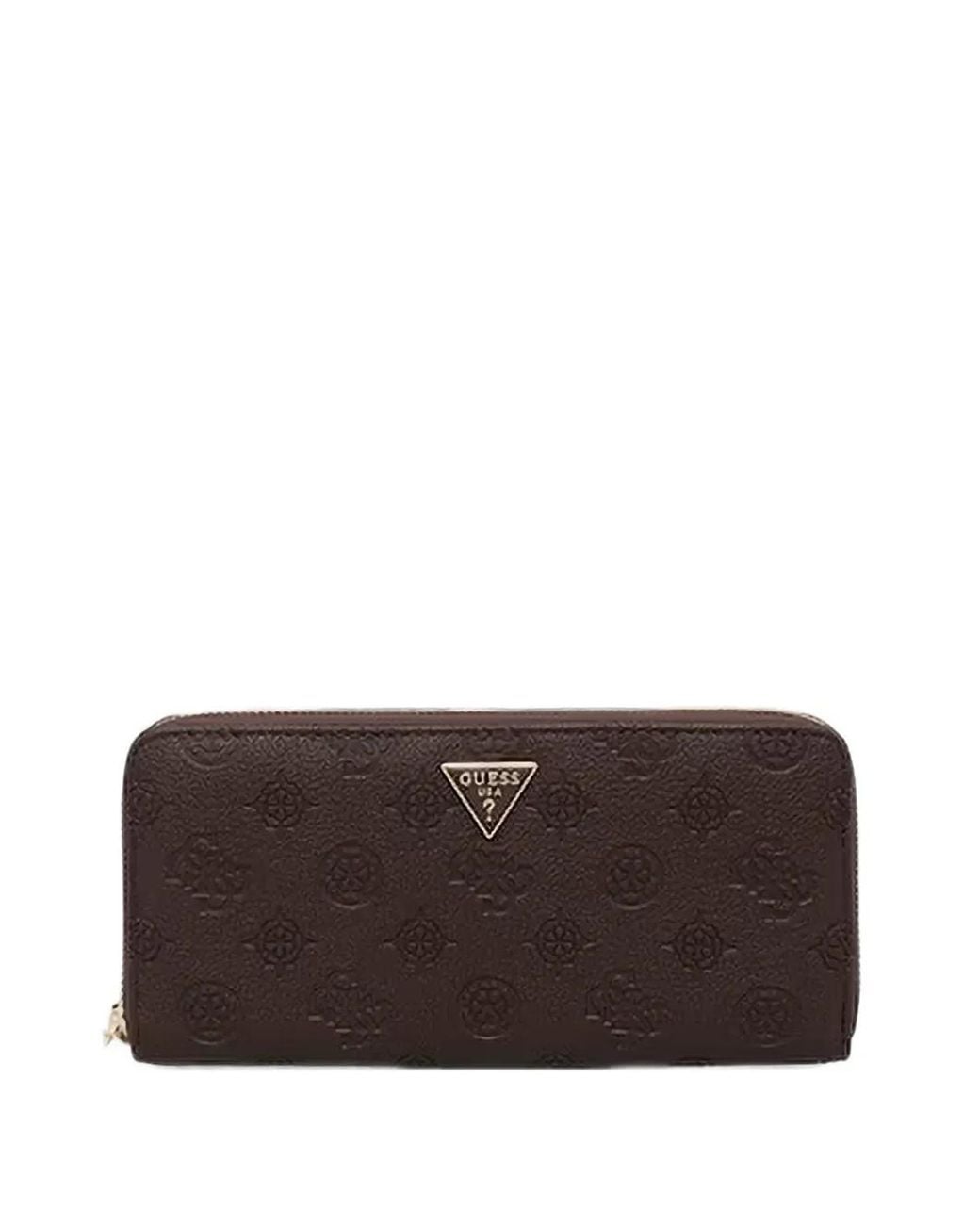 Guess Brown Large Blake Logo-Embossed Zip-Around Wallet