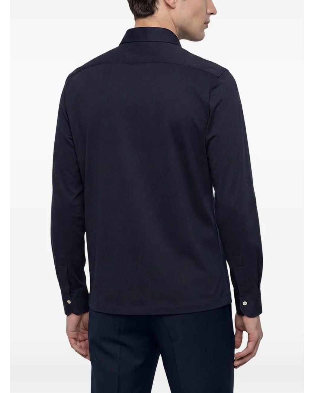 Kiton Blue Positano Long-Sleeve Shirt for men