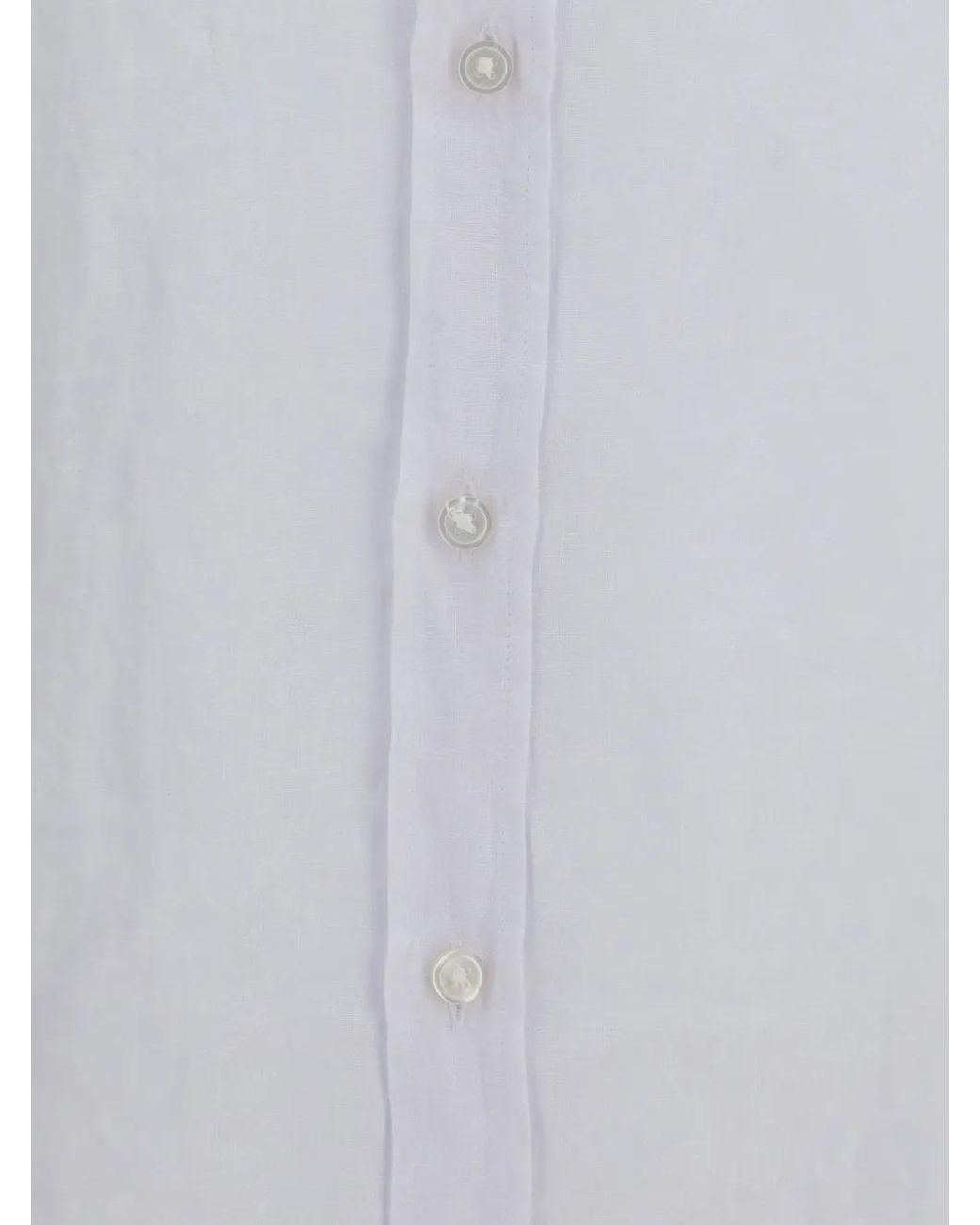 Boss White Button-Down Linen Shirt for men