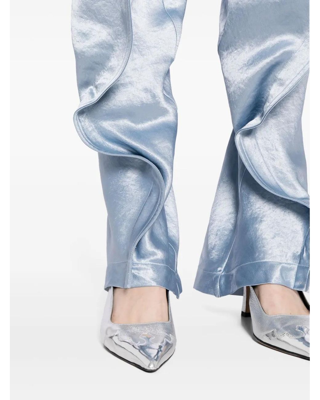 Y. Project Blue Trousers With Ruffles