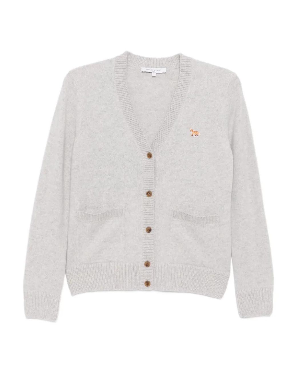 Maison Kitsuné White Baby Fox Lambswool Boxy Cardigan