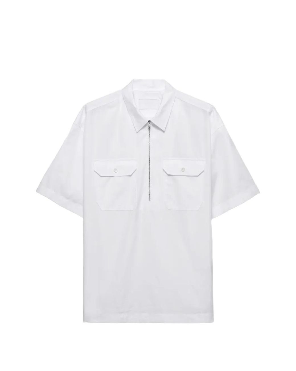 Prada White Short-Sleeved Cotton Shirt for men