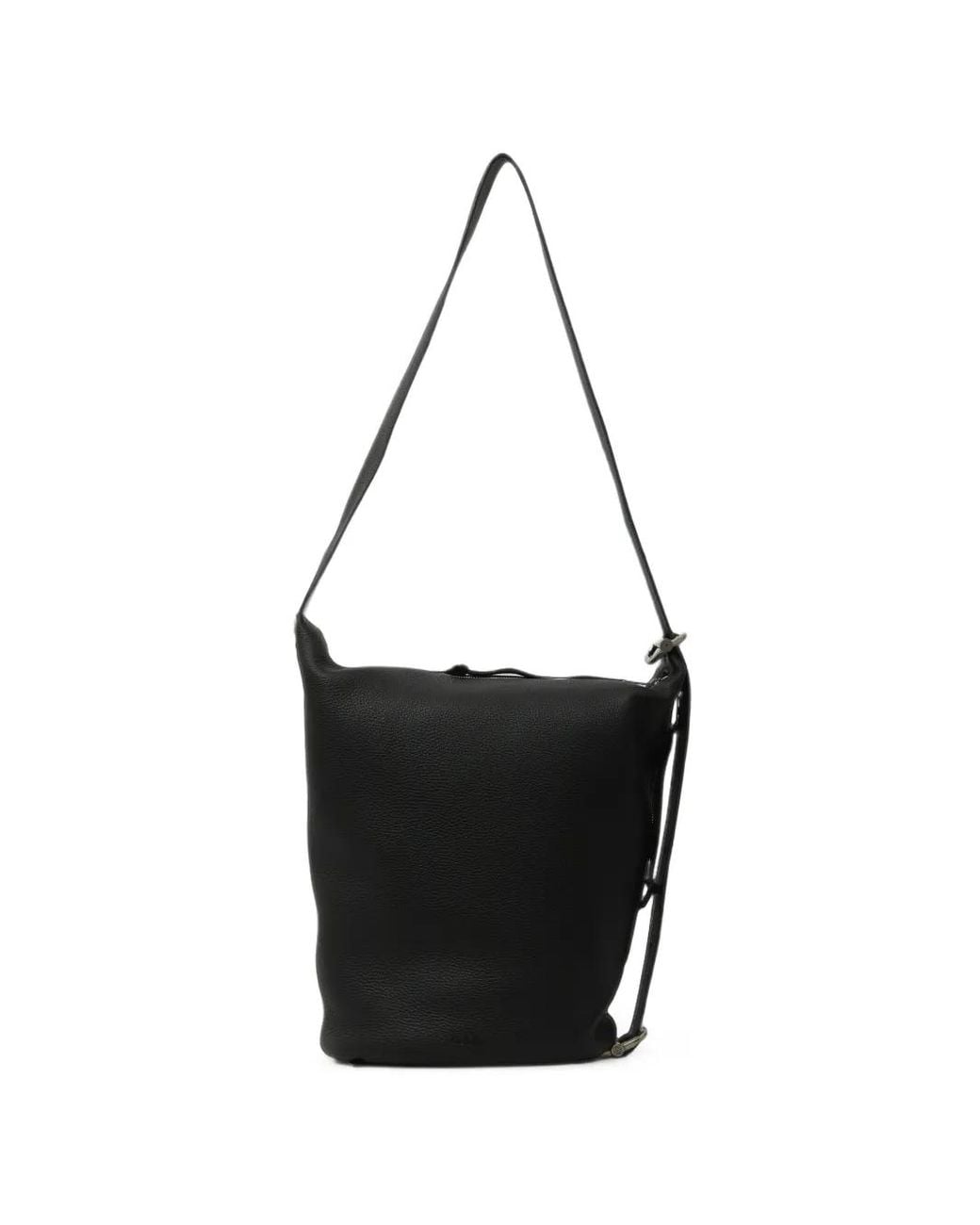 Loewe Black Medium Loop Bucket Hammered Leather Bag for men