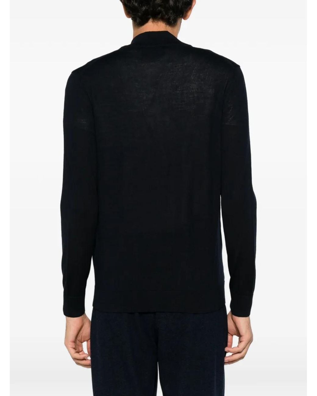 Alberto Gozzi Black Quarter-Zip Wool Sweater for men