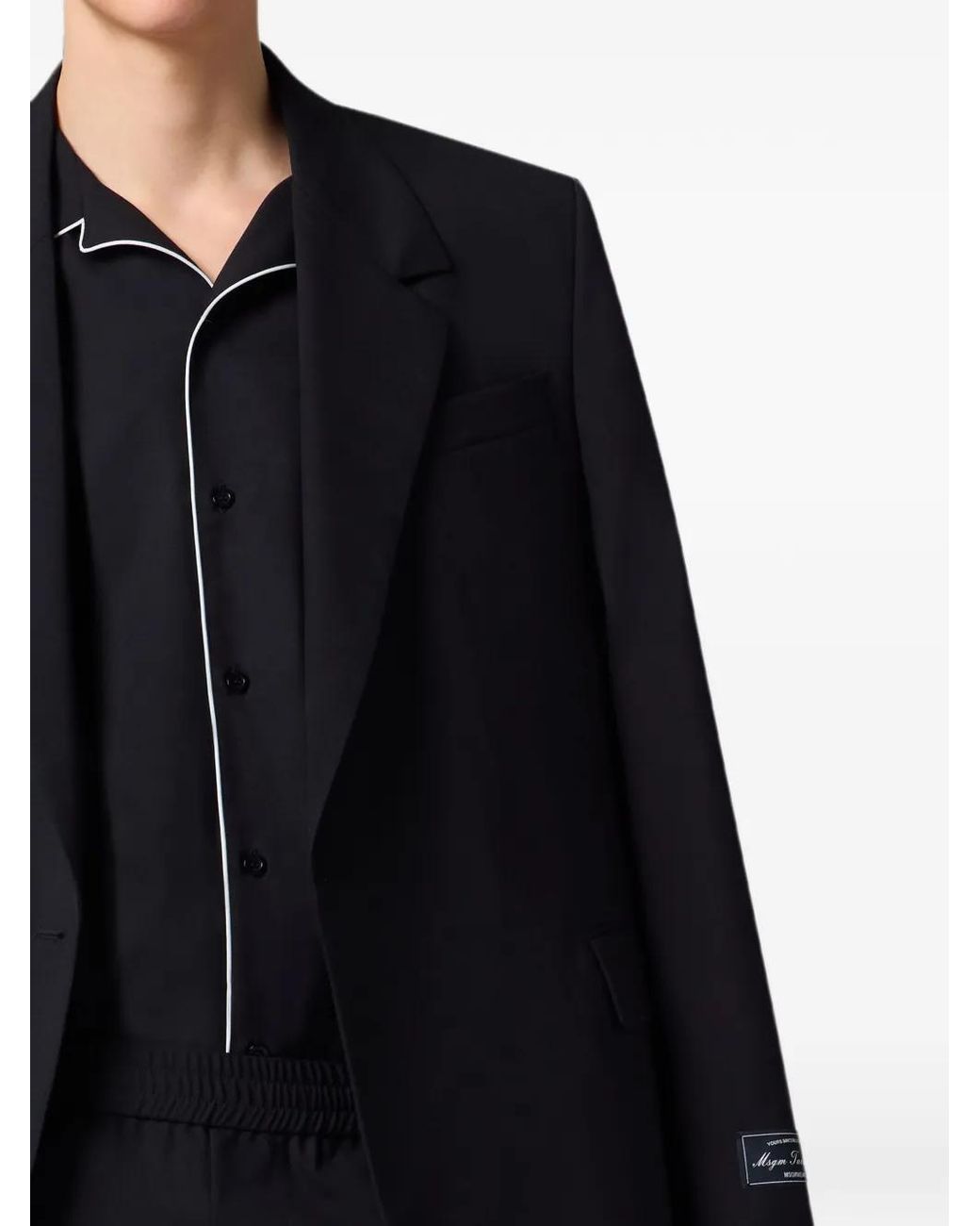 MSGM Blue Logo-Patch Double-Breasted Jacket for men