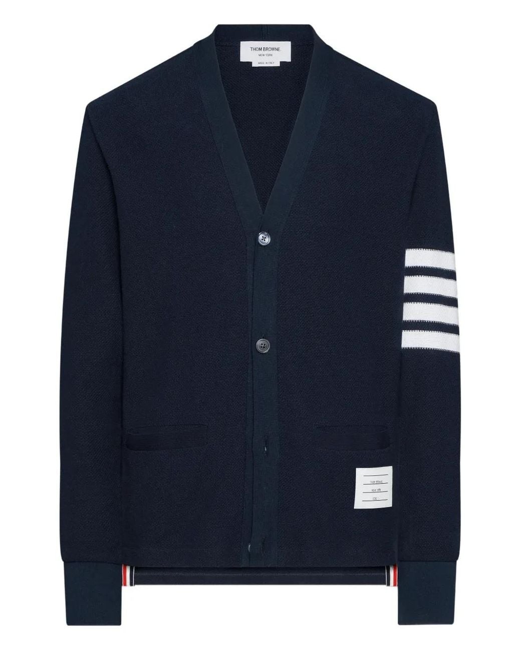 Thom Browne Blue Textured Pique 4-Bar Cardigan for men
