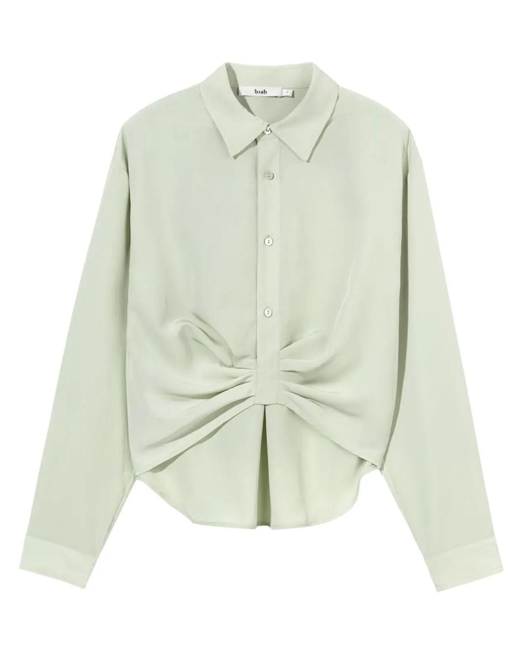 B+ AB Green Ruched Long-Sleeve Shirt