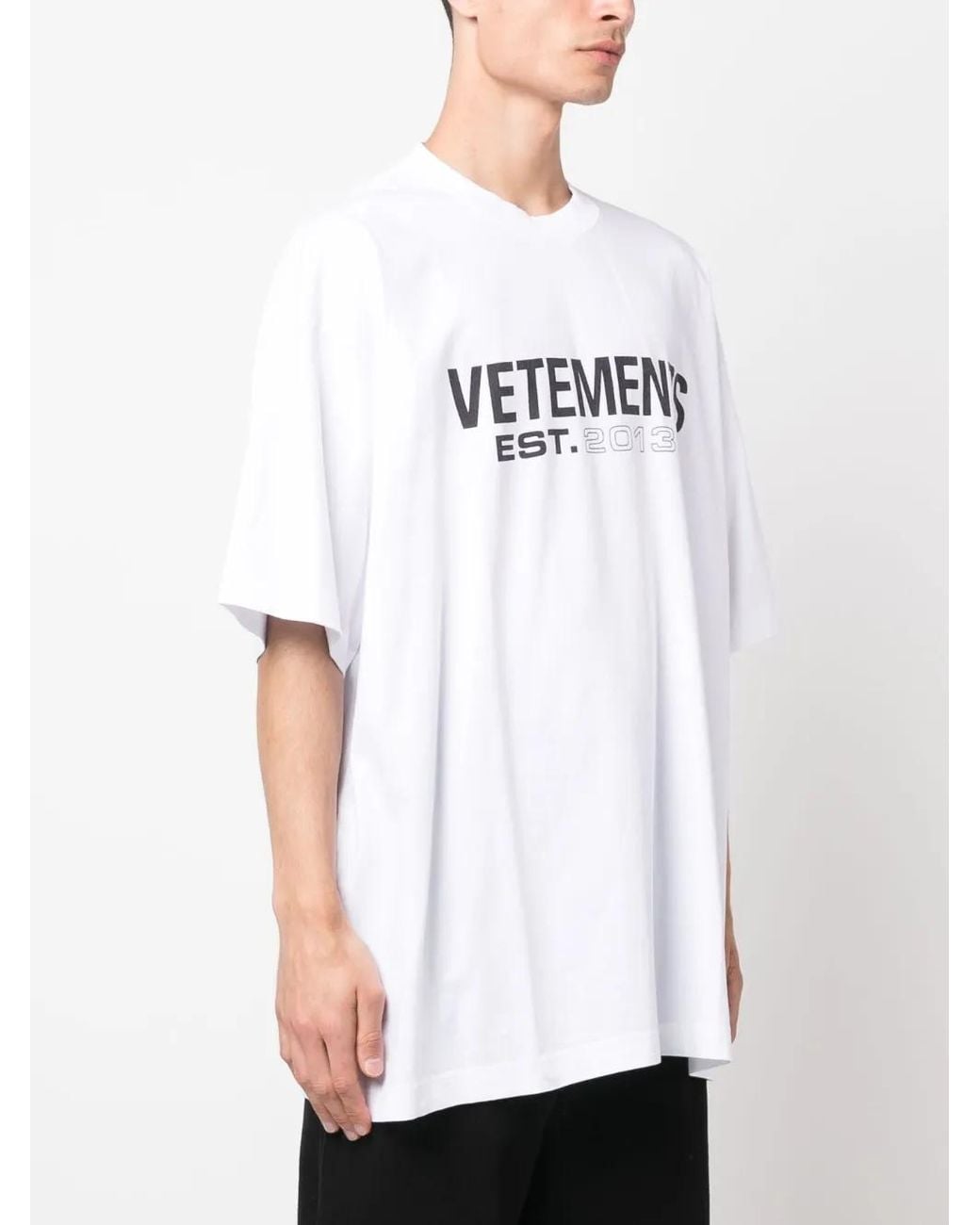 Vetements White Logo-Print Cotton T-Shirt