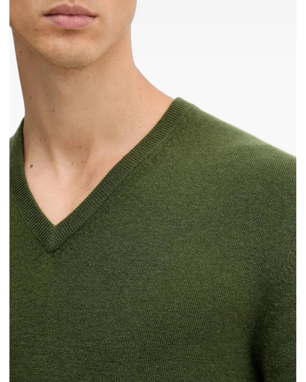 Benetton Green V-Neck Sweater for men