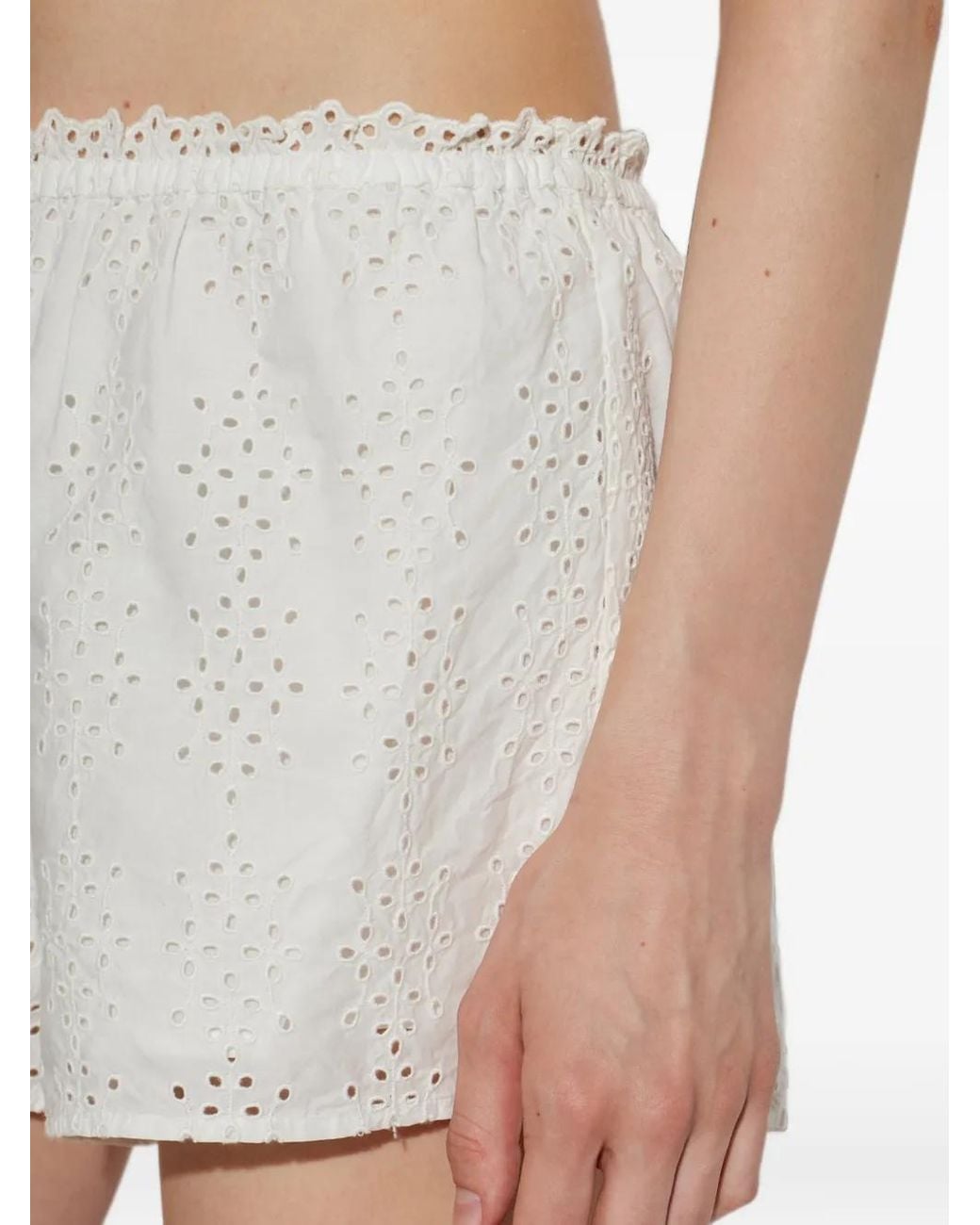 Posse White Harriet Broderie-Anglaise Shorts