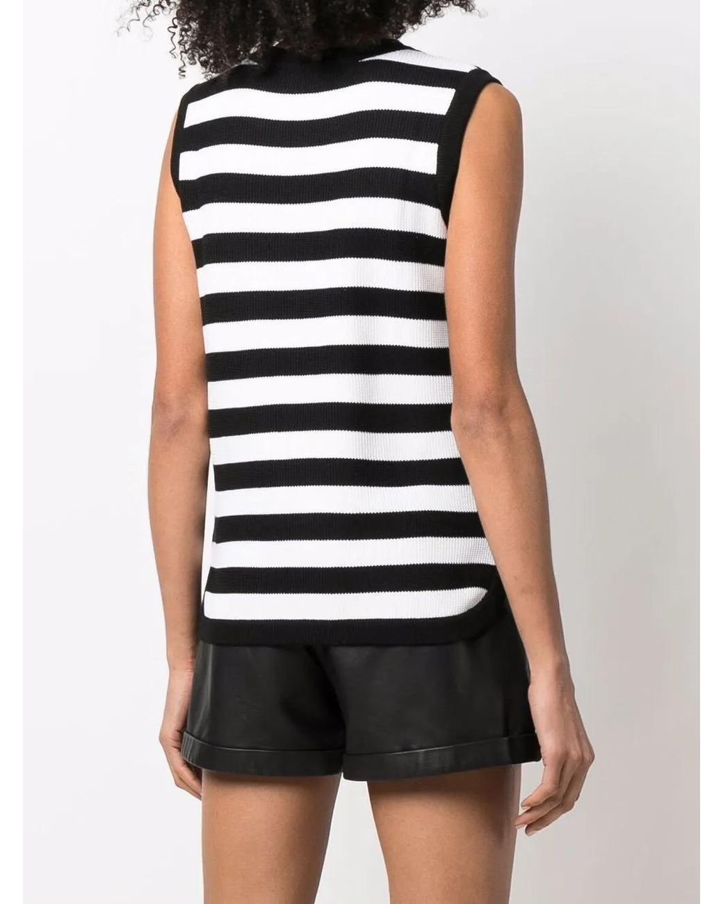 Ferragamo Black Stripe-Pattern Virgin-Wool Vest