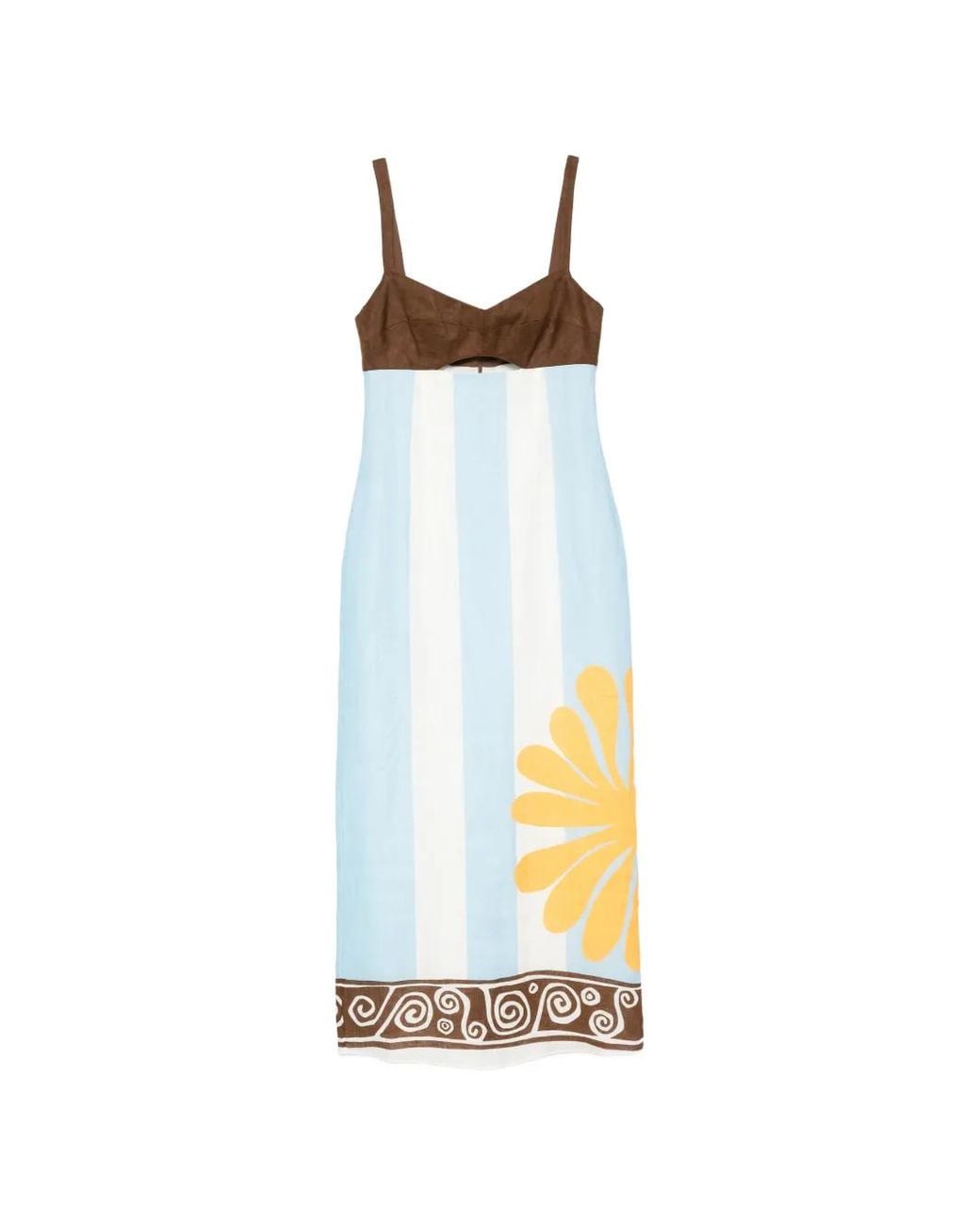 Cala De La Cruz Metallic Nara Striped Midi Dress