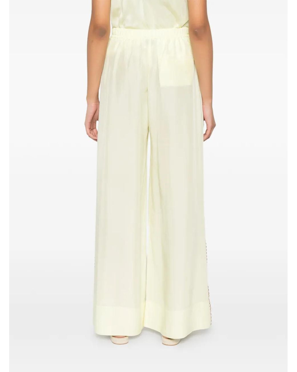 Forte_forte White Drawstring Scalloped Trousers