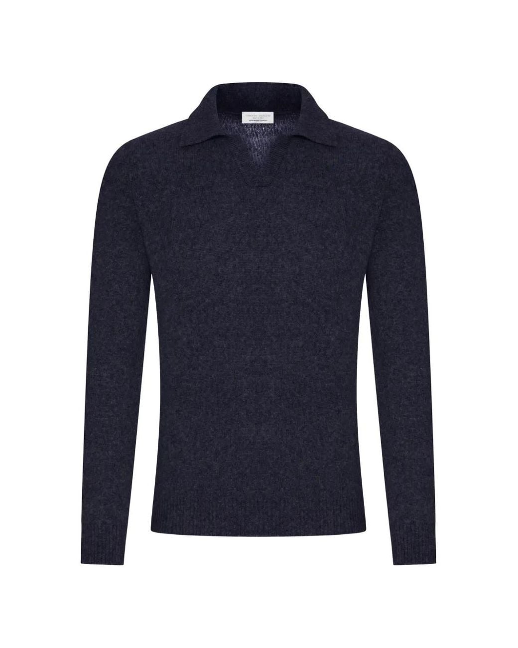 Roberto Collina Blue Spread-Collar Knitted Sweater for men